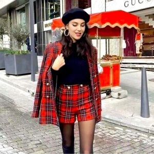 Zara Balmain Style Textured Tweed Plaid High Waisted Shorts - New condition